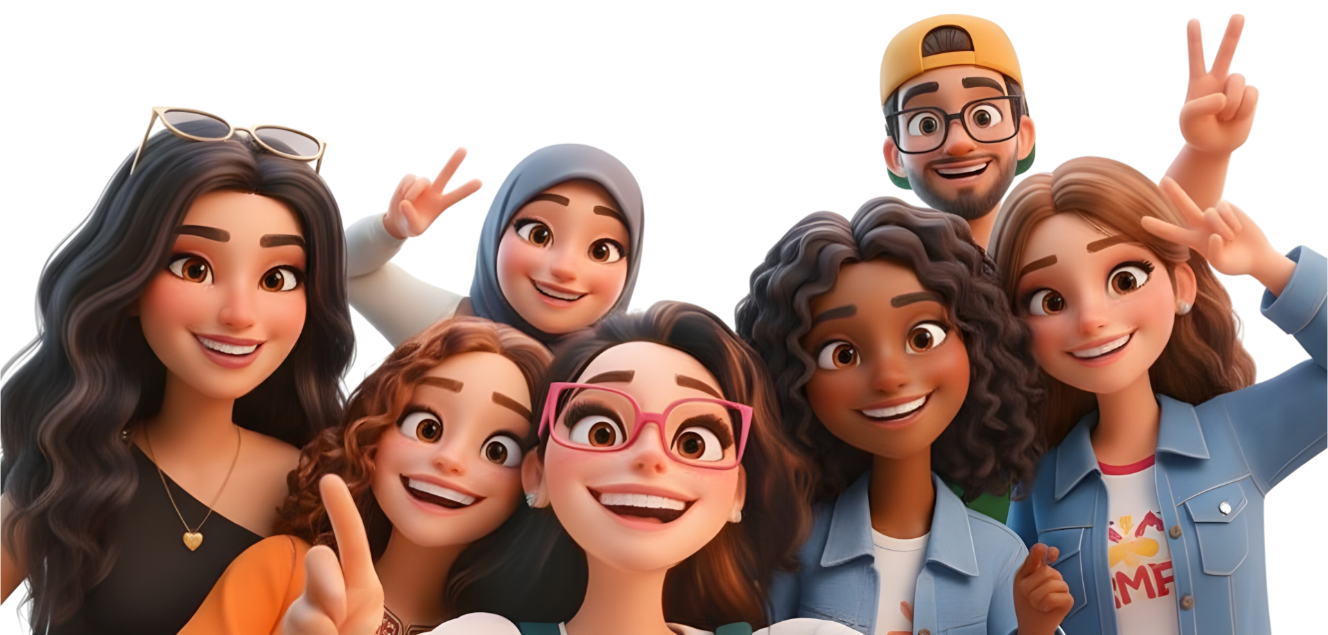 Illustration de personnages influenceurs dans un style cartoon 3D